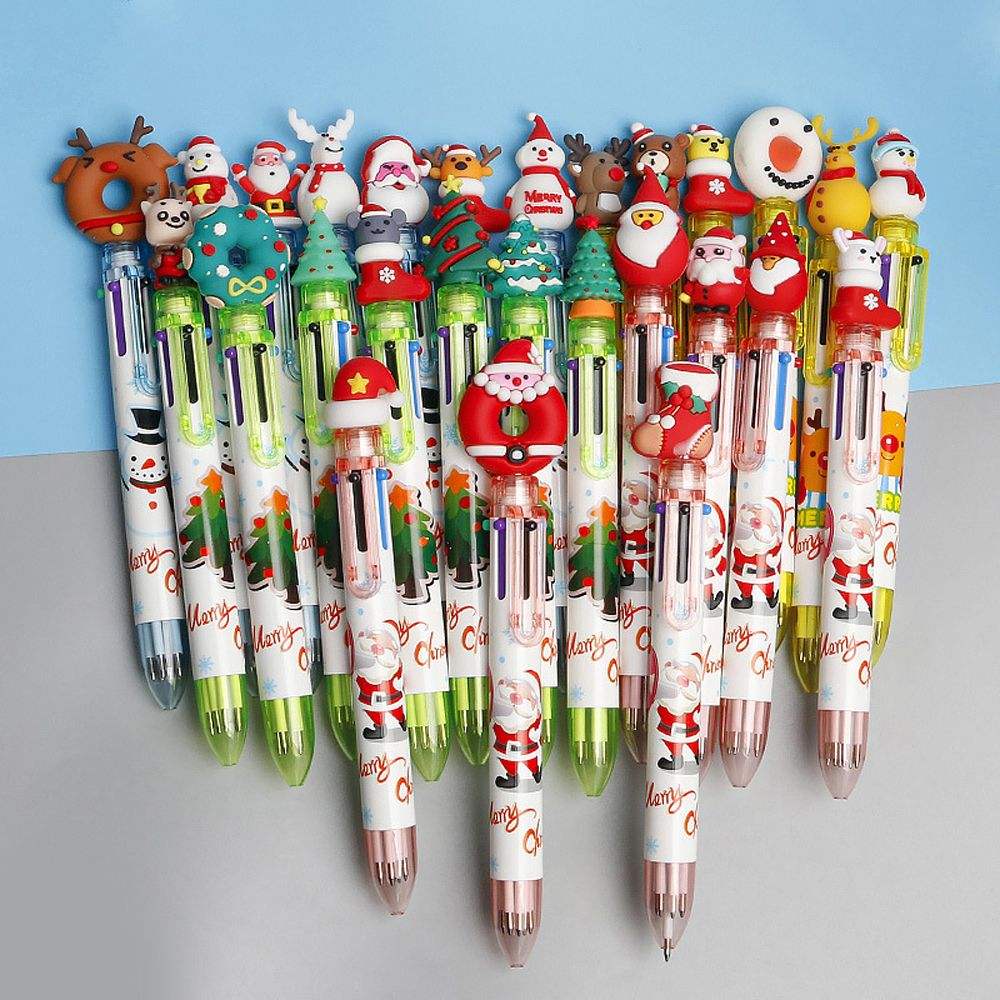 6-Piece Christmas Ballpoint Pen Set – Santa & Holiday Cartoon Pens